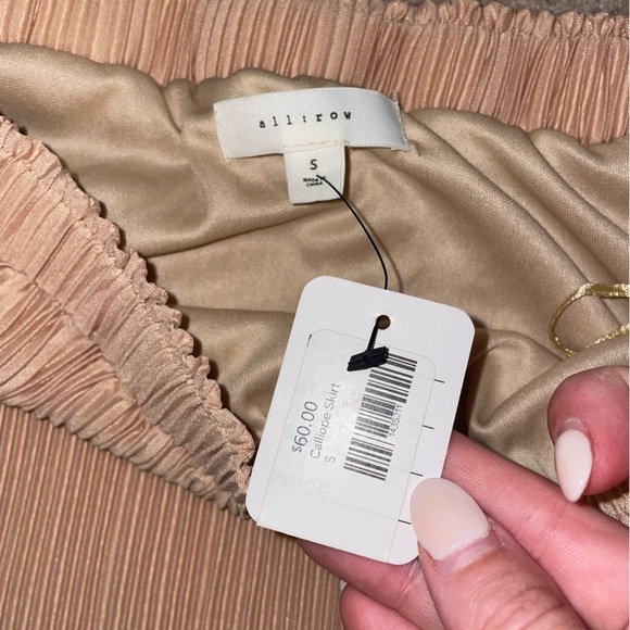 All:row gold shimmer pleated high waisted midi calliope skirt - Picture 2 of 3